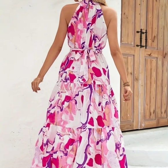Strapless Floral Fit and Flare Elegant Maxi Dress - Picture 6 of 13